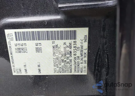 2013 Nissan Maxima 3.5 Sv from USA, damaged, VIN 1N4AA5AP5DC835838